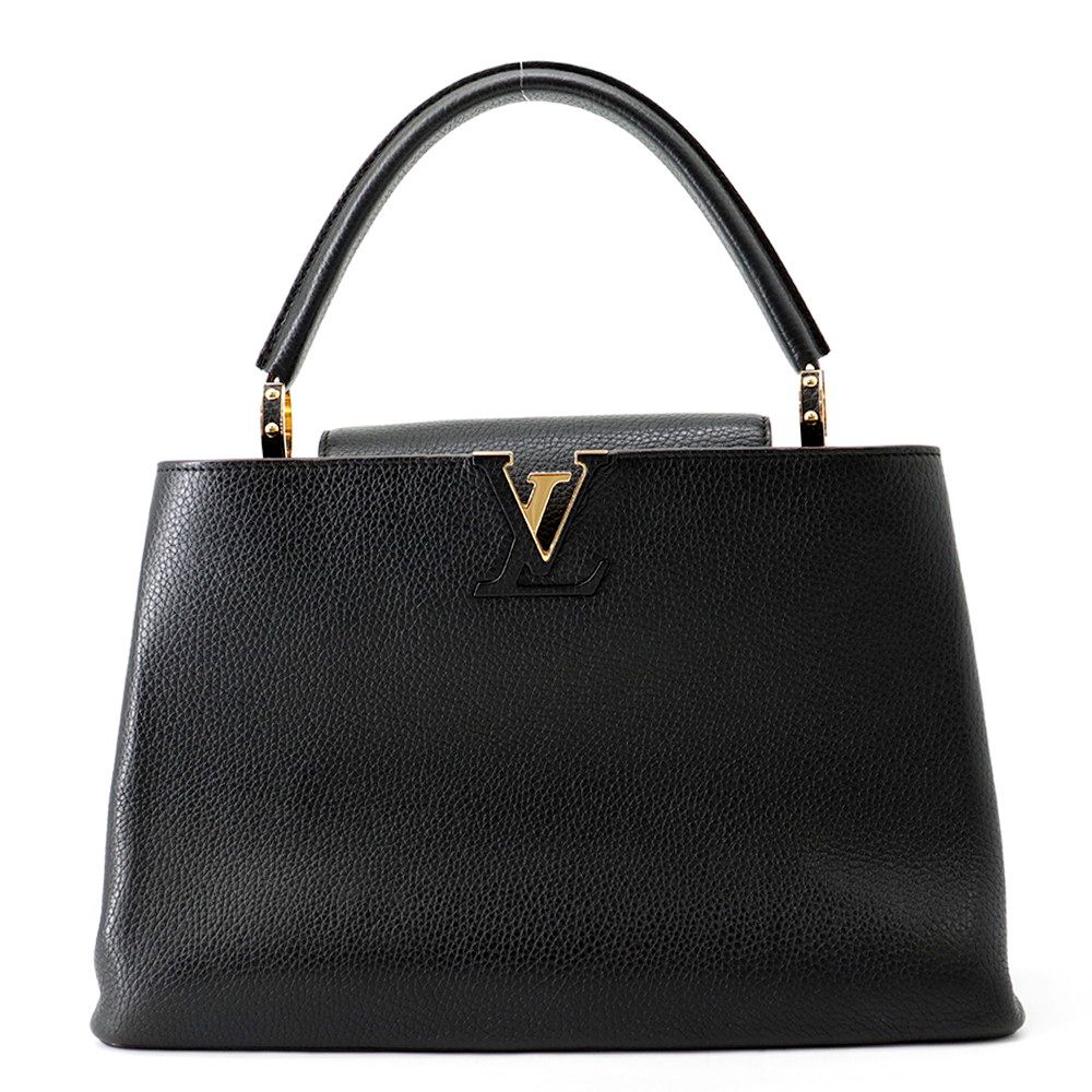 Louis Vuitton Handbag Taurillon Leather Capucines MM Black