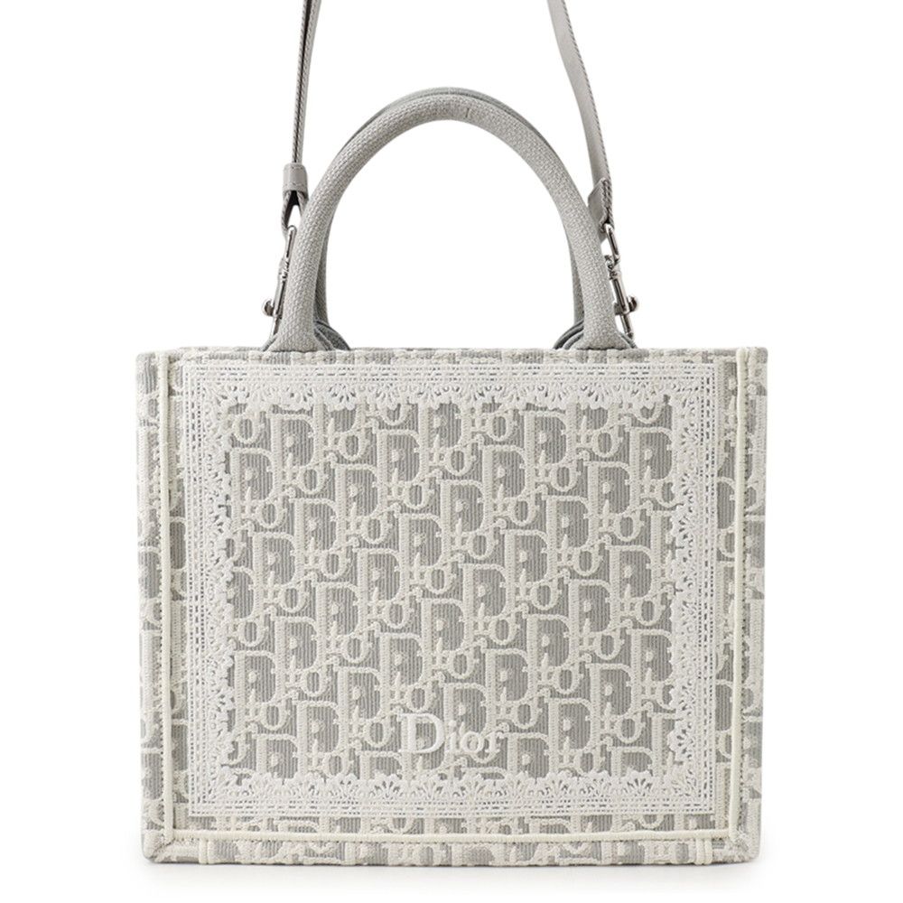 Dior Handbag Small Book Tote Oblique Embroidery & Lace