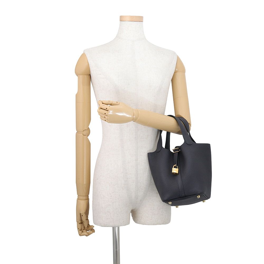 Hermes Handbag Picotin Lock PM Canvas Gold Taurillon Clemence Tote — view 4