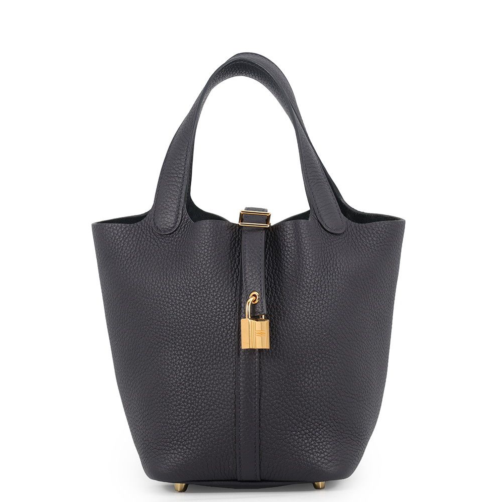 Hermes Handbag Picotin Lock PM Canvas Gold Taurillon Clemence Tote