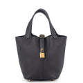 Hermes Handbag Picotin Lock PM Canvas Gold Taurillon Clemence Tote