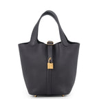 Hermes Handbag Picotin Lock PM Canvas Gold Taurillon Clemence Tote