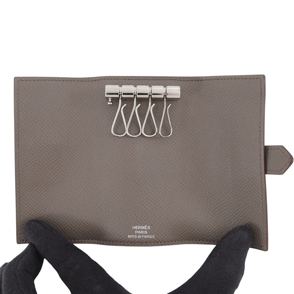Hermes Key Case Bearn Etain Silver Epsom Key Holder — view 4