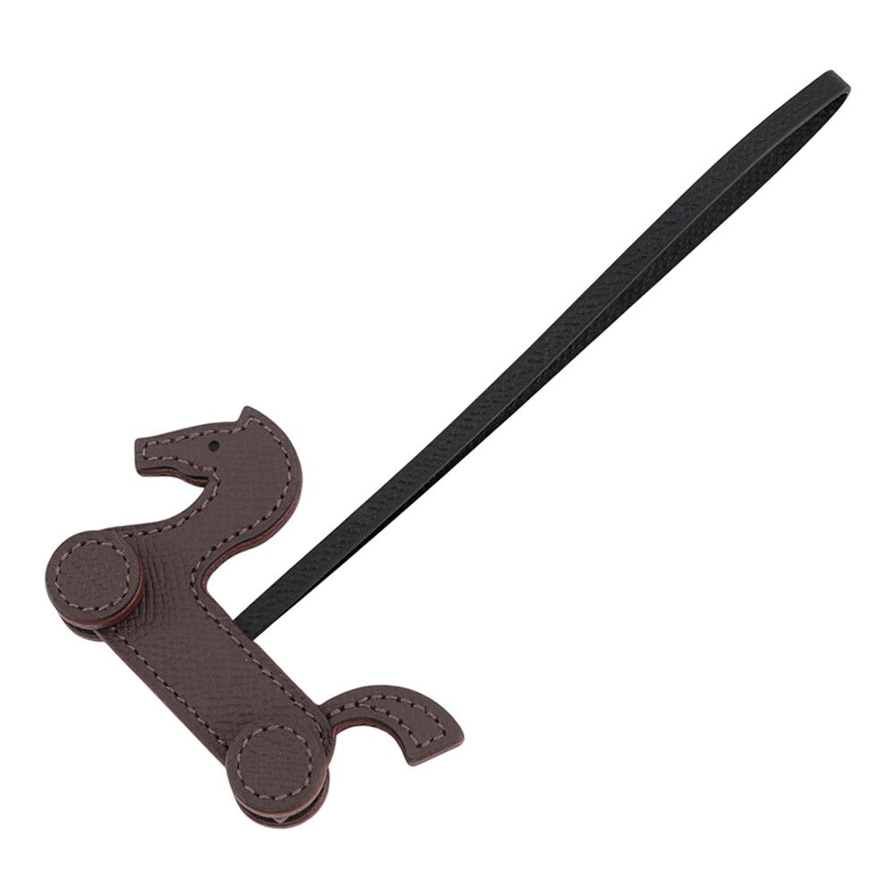Hermes Bag Charm Cheval Roulette Ebene Tail Black Epsom