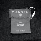 Chanel Knit Hat Ribbon CC Logo Cashmere Hat Black — view 6
