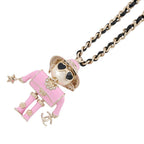 Chanel Necklace CC Logo Gabrielle Faux Pearl Leather Metal