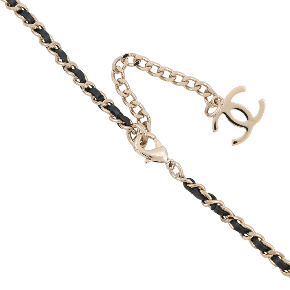 Chanel Necklace CC Logo Gabrielle Faux Pearl Leather Metal — view 5