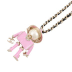 Chanel Necklace CC Logo Gabrielle Faux Pearl Leather Metal — view 3