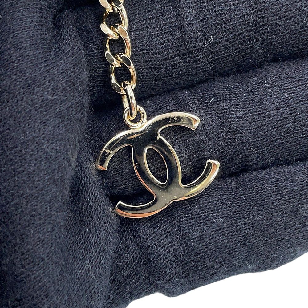 Chanel Necklace CC Logo Gabrielle Faux Pearl Leather Metal — view 6