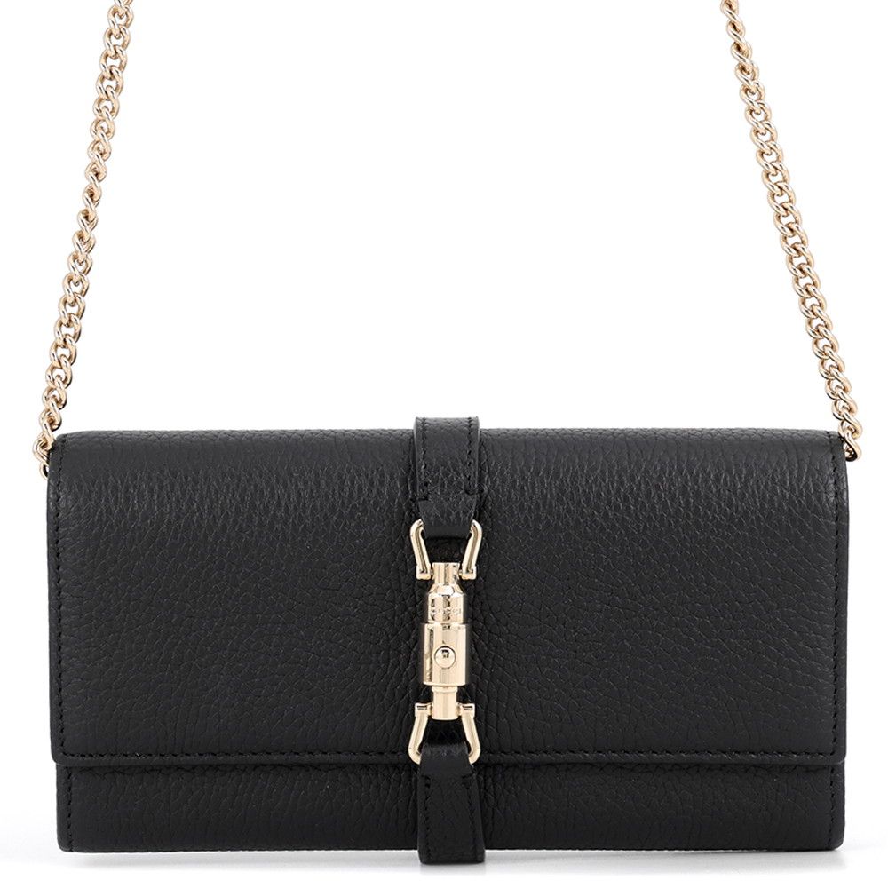 Gucci Chain Wallet Jackie 1961 Leather Black Shoulder Bag