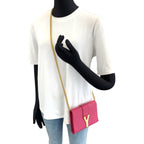 Saint Laurent Classic Y-line Satchel Small 2-Way Pink Leather Chain Shoulder Bag — view 7