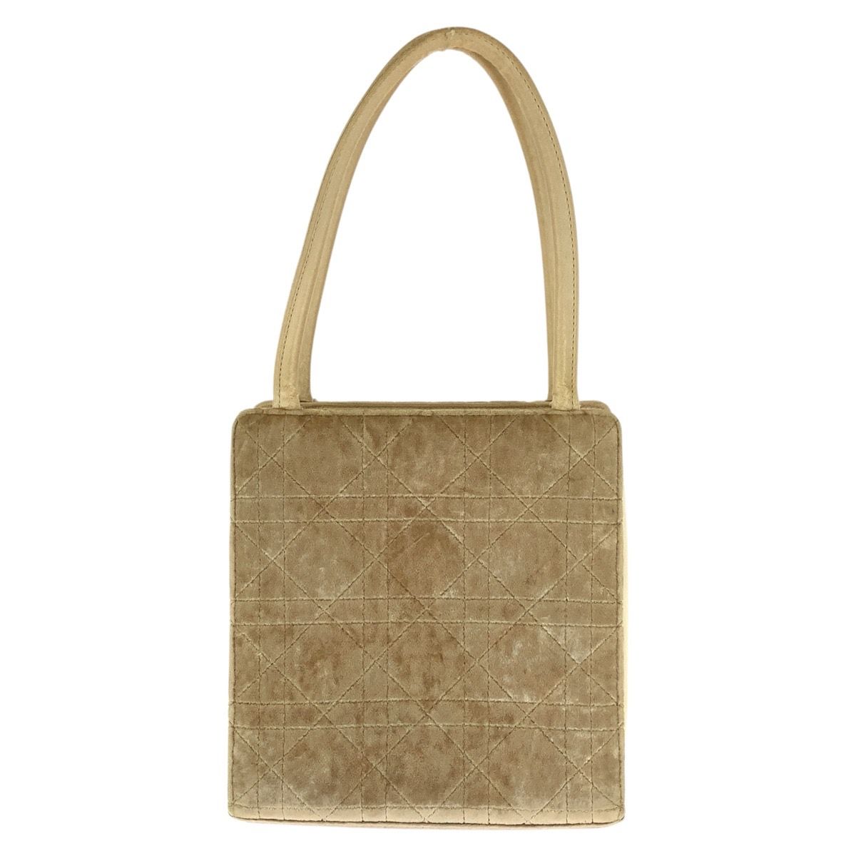 Dior Lady Dior Velvet Cannage Beige Silver Handbag — view 2