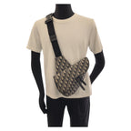 Dior Oblique Saddle Navy Black Silver Canvas Leather Belt Bag — view 7