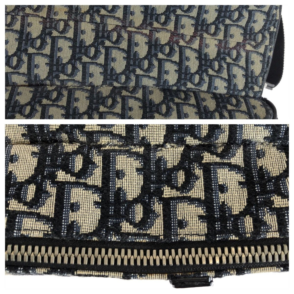 Dior Oblique Saddle Navy Black Silver Canvas Leather Belt Bag — view 6
