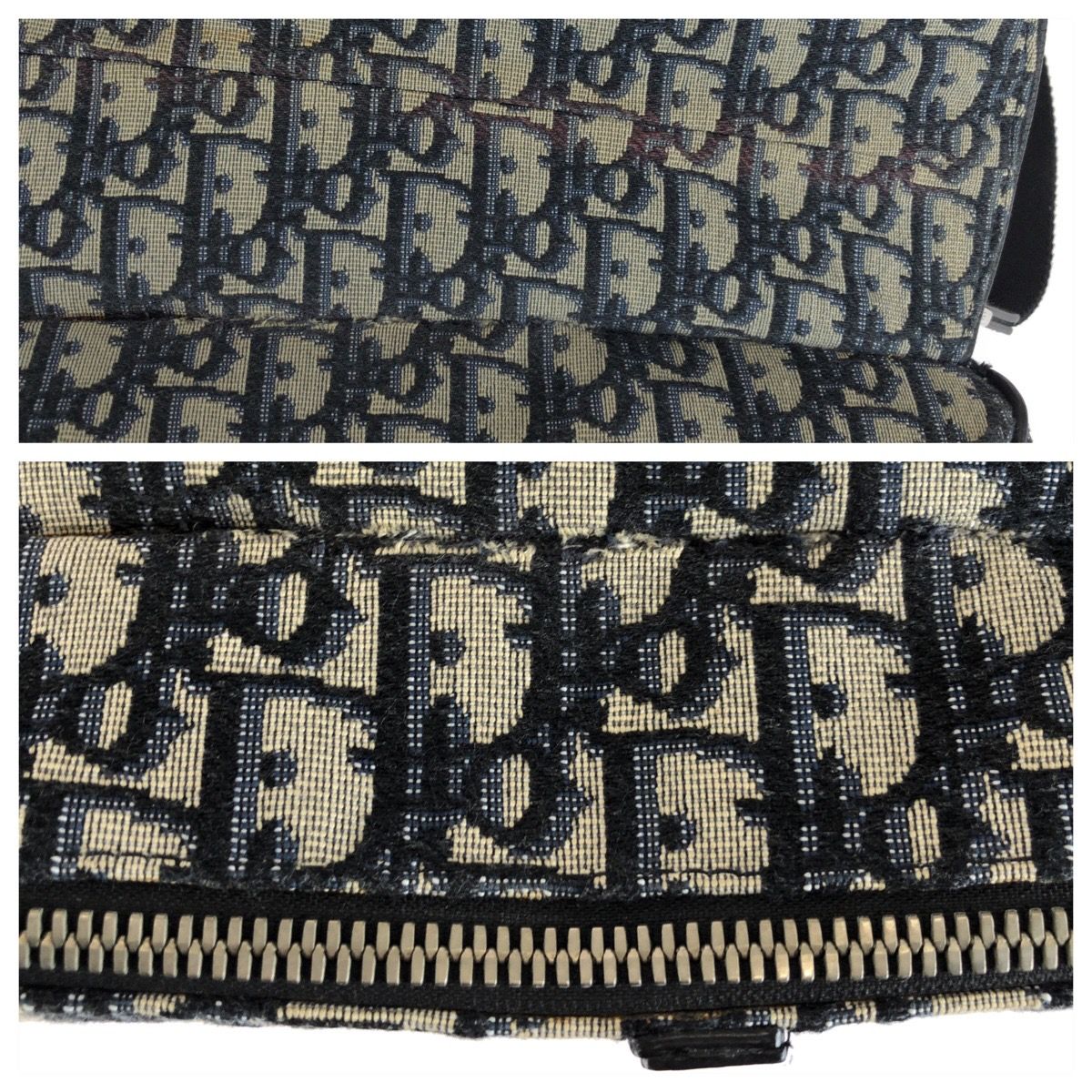 Dior Oblique Saddle Navy Black Silver Canvas Leather Belt Bag — view 6