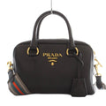 Prada Vitello Phenix Phoenix Leather 2-Way Handbag Shoulder Logo Black