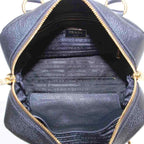 Prada Vitello Phenix Phoenix Leather 2-Way Handbag Shoulder Logo Black — view 5