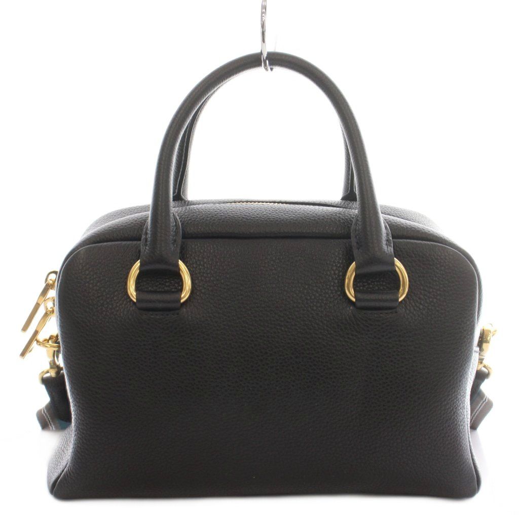 Prada Vitello Phenix Phoenix Leather 2-Way Handbag Shoulder Logo Black — view 3