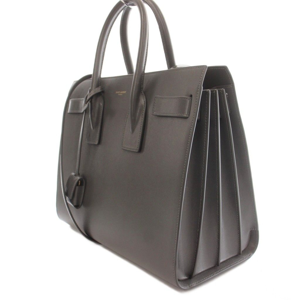 Saint Laurent Paris Sac de Jour 2-Way Hand Shoulder Bag Leather Logo Solid Dark — view 2