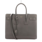 Saint Laurent Paris Sac de Jour 2-Way Hand Shoulder Bag Leather Logo Solid Dark