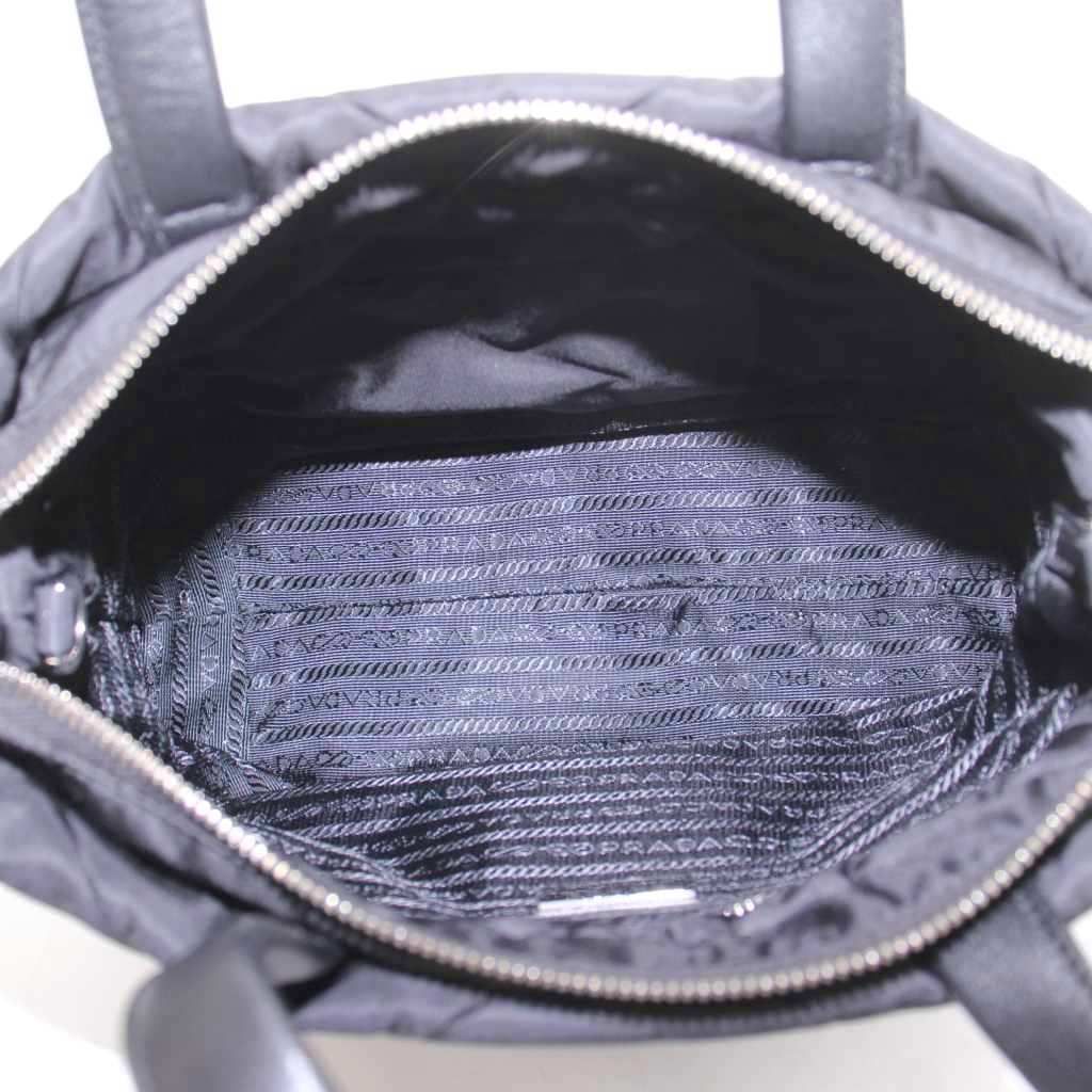 Prada Small Padded Re-Nylon Tote Bag 2-Way Hand Shoulder Nylon Triangle Plate — view 5