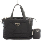 Prada Small Padded Re-Nylon Tote Bag 2-Way Hand Shoulder Nylon Triangle Plate