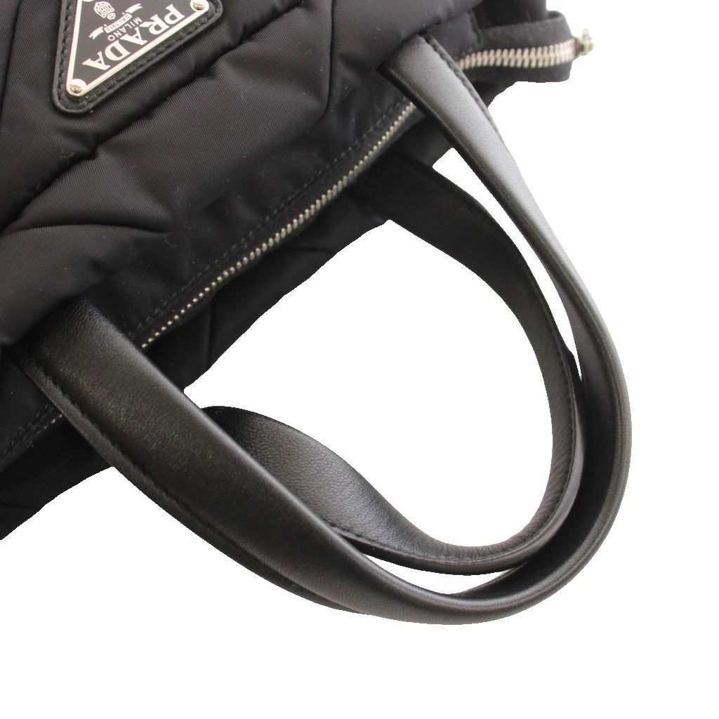 Prada Small Padded Re-Nylon Tote Bag 2-Way Hand Shoulder Nylon Triangle Plate — view 6