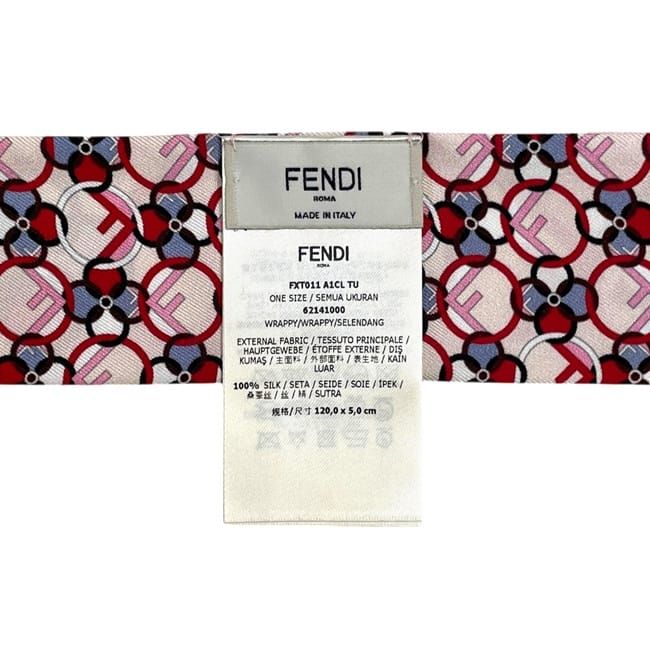 Fendi Ribbon Scarf Rappy TU Silk Pink FF Logo — view 4