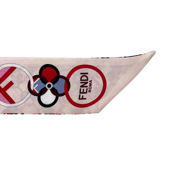 Fendi Ribbon Scarf Rappy TU Silk Pink FF Logo — view 5