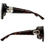 Gucci Sunglasses Interlocking G Acetate Brown Side Logo Square Lens Eyewear — view 2