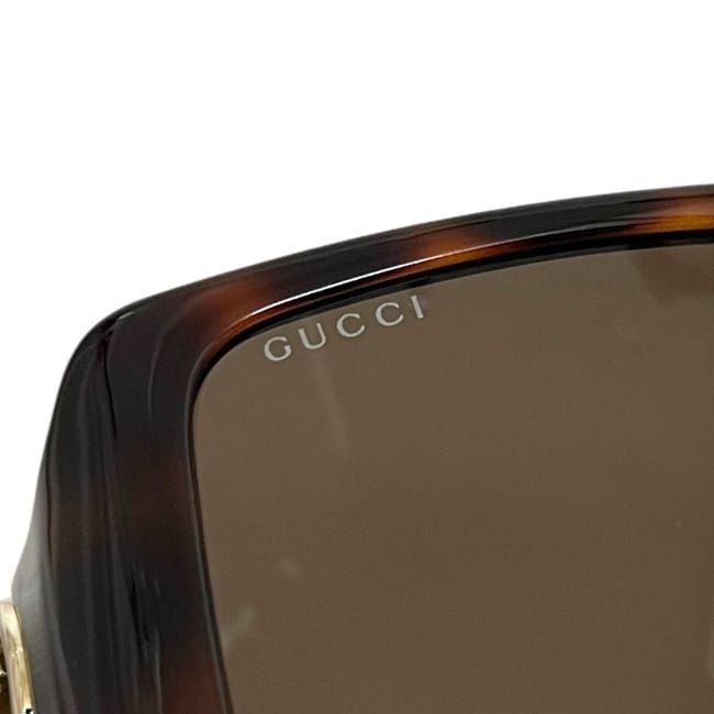 Gucci Sunglasses Interlocking G Acetate Brown Side Logo Square Lens Eyewear — view 7