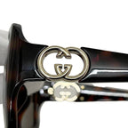 Gucci Sunglasses Interlocking G Acetate Brown Side Logo Square Lens Eyewear — view 6