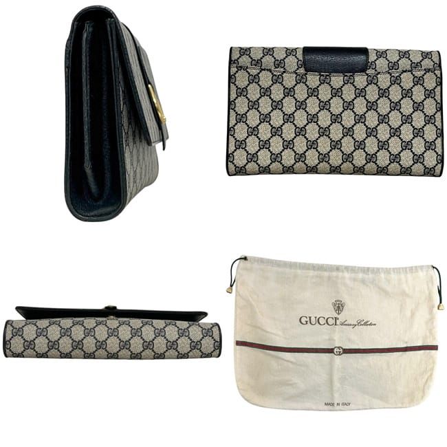 Gucci Clutch Vintage GG Supreme Leather Navy — view 2