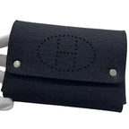 Hermes Pouch Etui Cartes GM Felt Noir Black Perforated H Logo — view 8