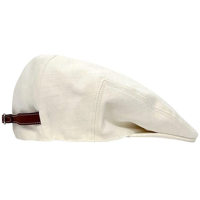 Hermes Newsboy Cap Hat 57 Cotton Linen White — view 6