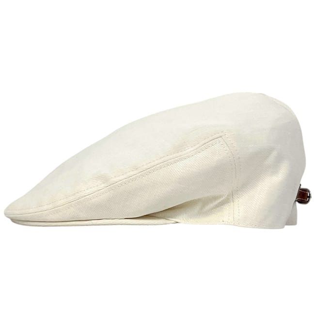 Hermes Newsboy Cap Hat 57 Cotton Linen White — view 4