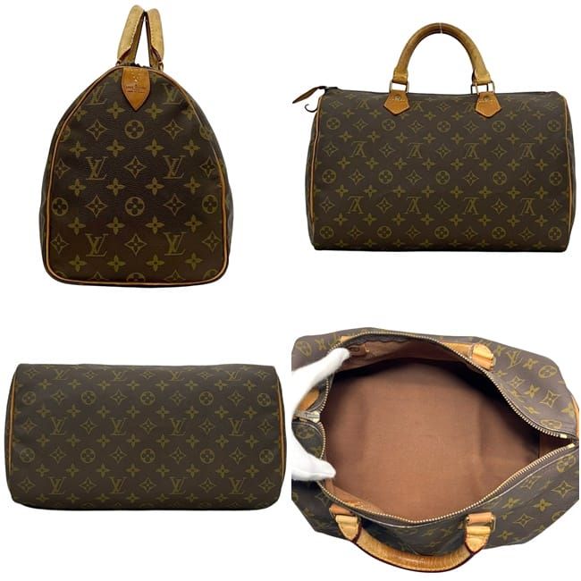 Louis Vuitton Mini Boston Bag Speedy 35 Monogram Canvas Vachetta Leather Brown — view 2