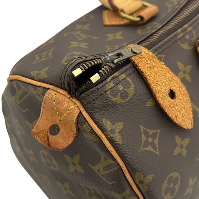 Louis Vuitton Mini Boston Bag Speedy 35 Monogram Canvas Vachetta Leather Brown — view 7