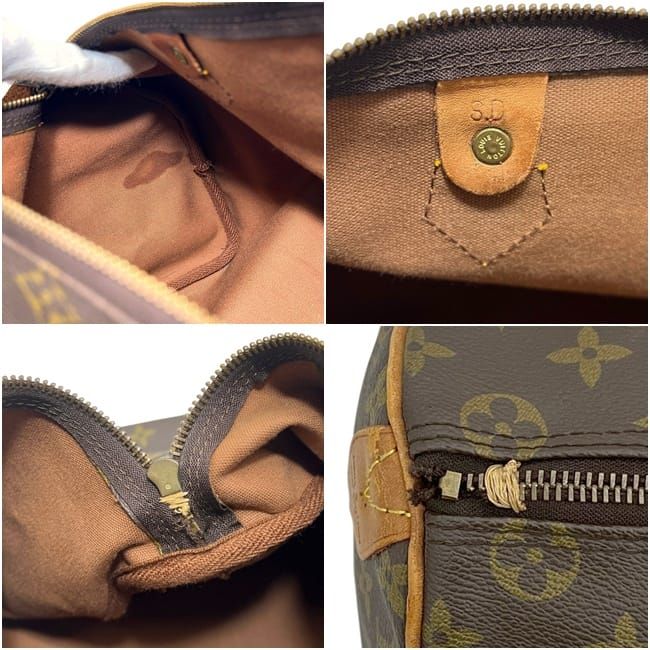 Louis Vuitton Mini Boston Bag Speedy 35 Monogram Canvas Vachetta Leather Brown — view 3