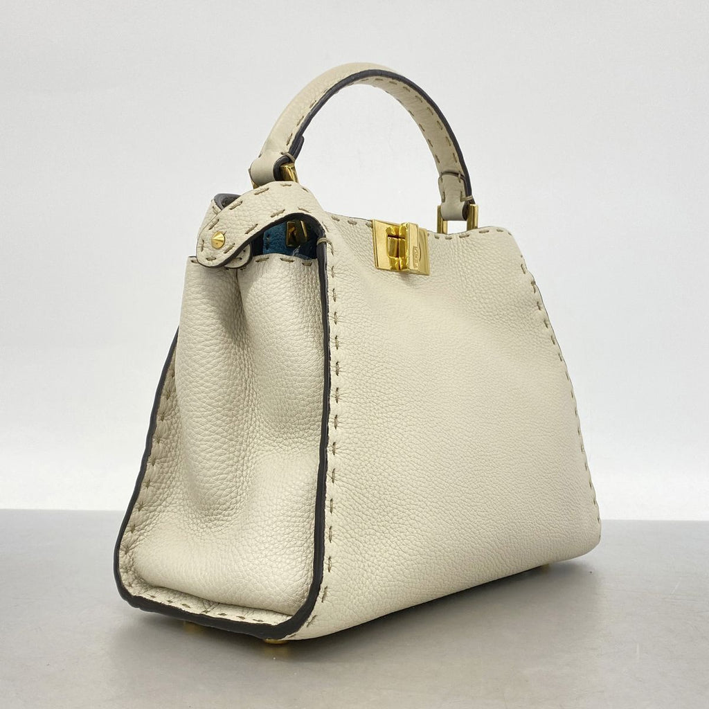 Fendi Handbag Selleria Peekaboo Essential Leather Beige Gold 2-Way Bag — view 2