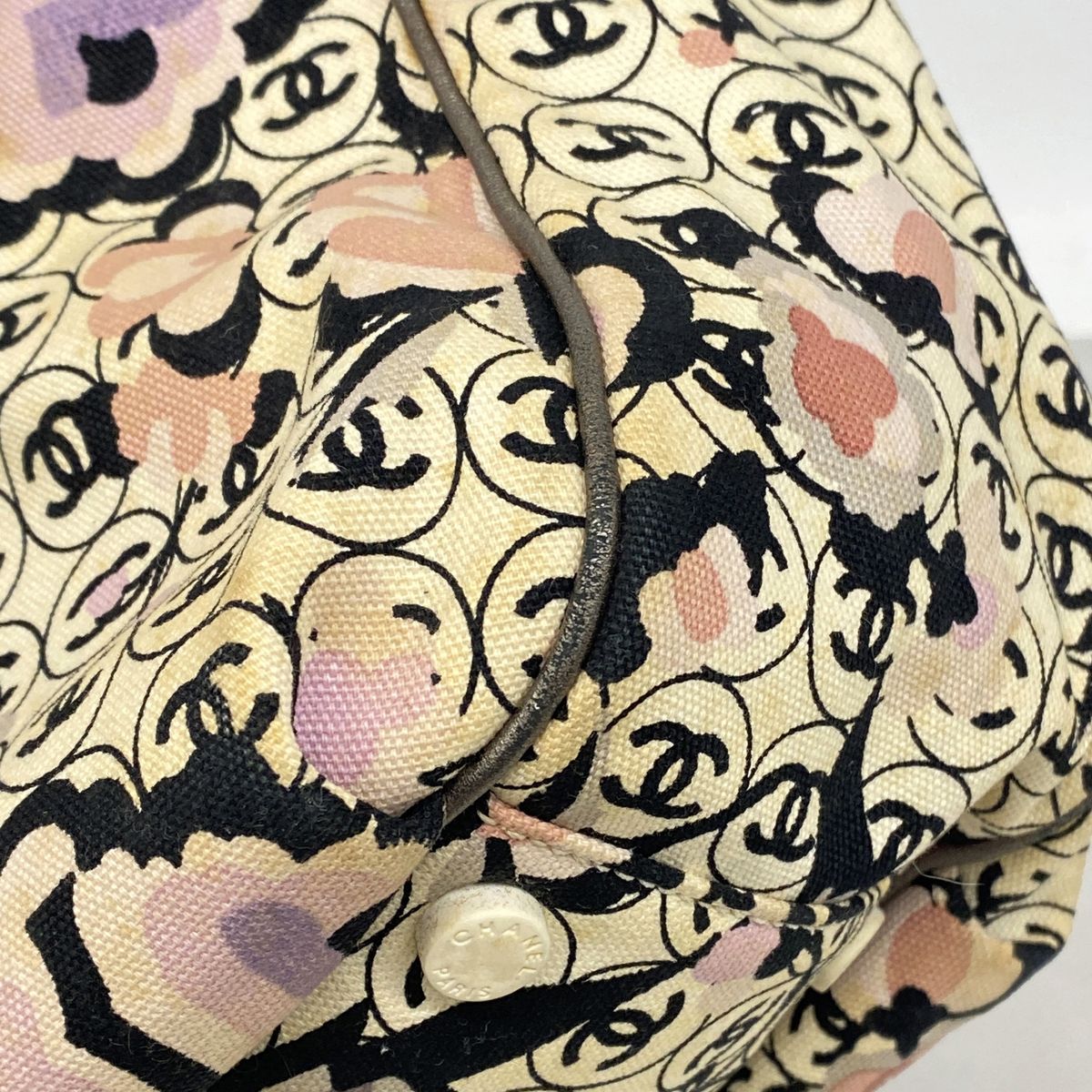 Chanel Tote Bag Camellia Canvas Gray Multicolor Silver — view 6