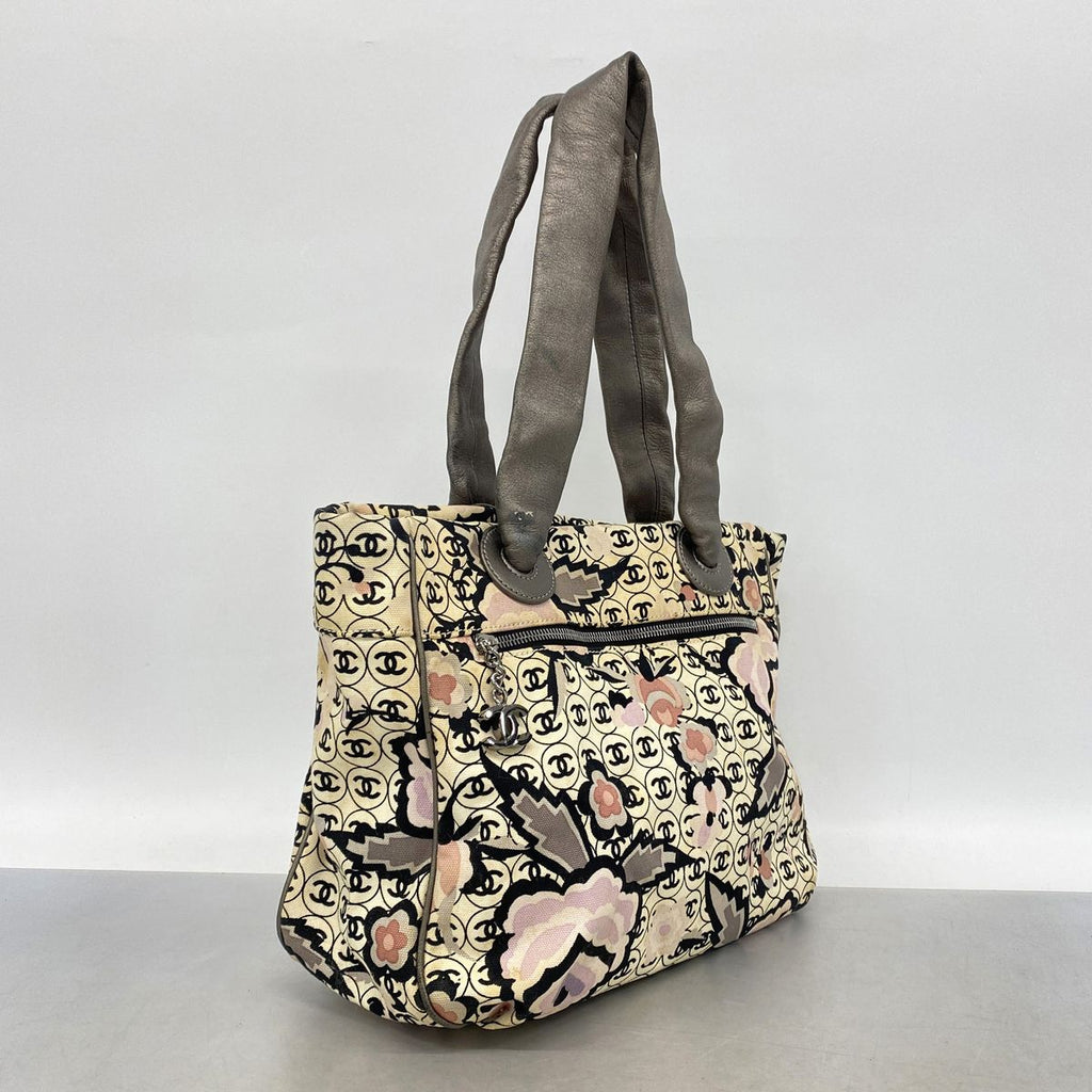 Chanel Tote Bag Camellia Canvas Gray Multicolor Silver — view 2
