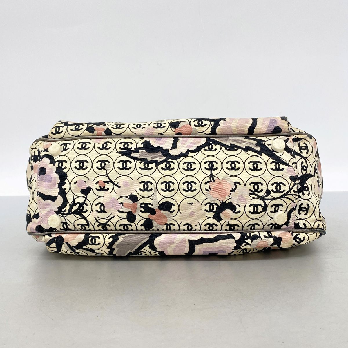 Chanel Tote Bag Camellia Canvas Gray Multicolor Silver — view 3