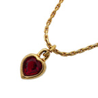 Dior Necklace Heart Motif Gold Plated Color Stone Red