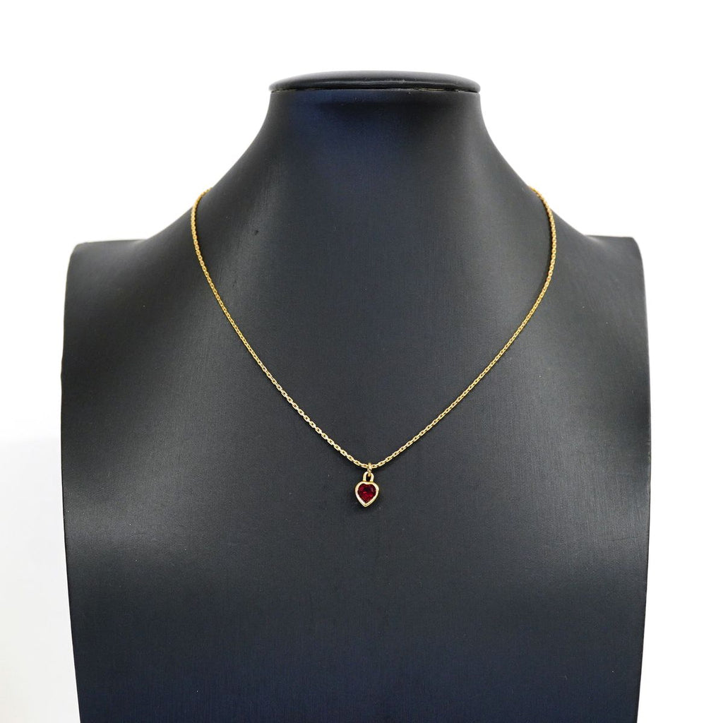 Dior Necklace Heart Motif Gold Plated Color Stone Red — view 5