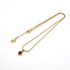 Dior Necklace Heart Motif Gold Plated Color Stone Red — view 3