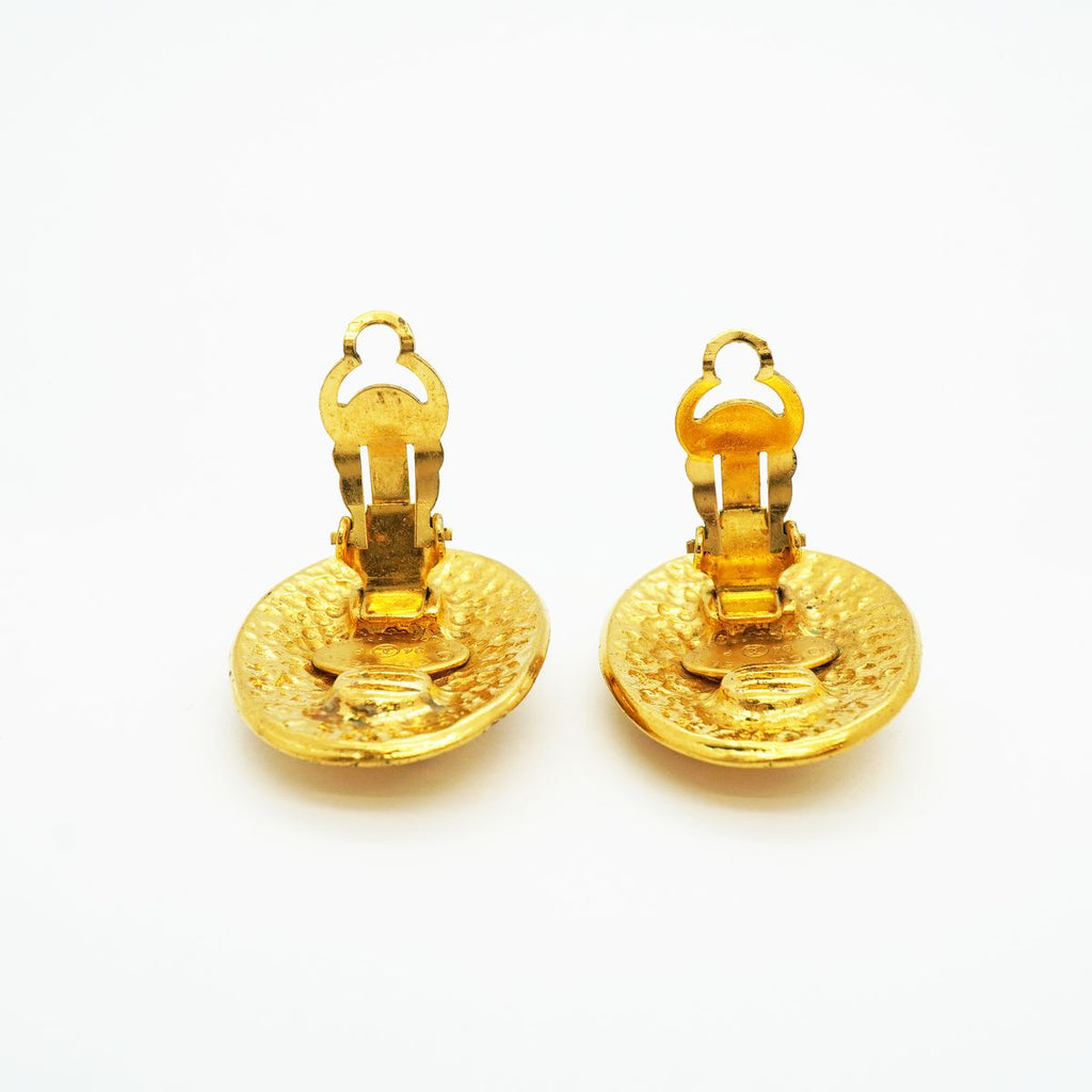 Chanel Earrings Vintage CC Logo Oval Gold Plated — view 6