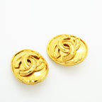 Chanel Earrings Vintage CC Logo Oval Gold Plated — view 2
