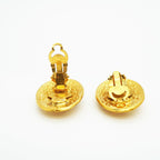 Chanel Earrings Vintage CC Logo Oval Gold Plated — view 3