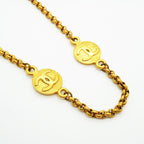 Chanel Necklace Vintage CC Logo Round Circle Gold Plated — view 2